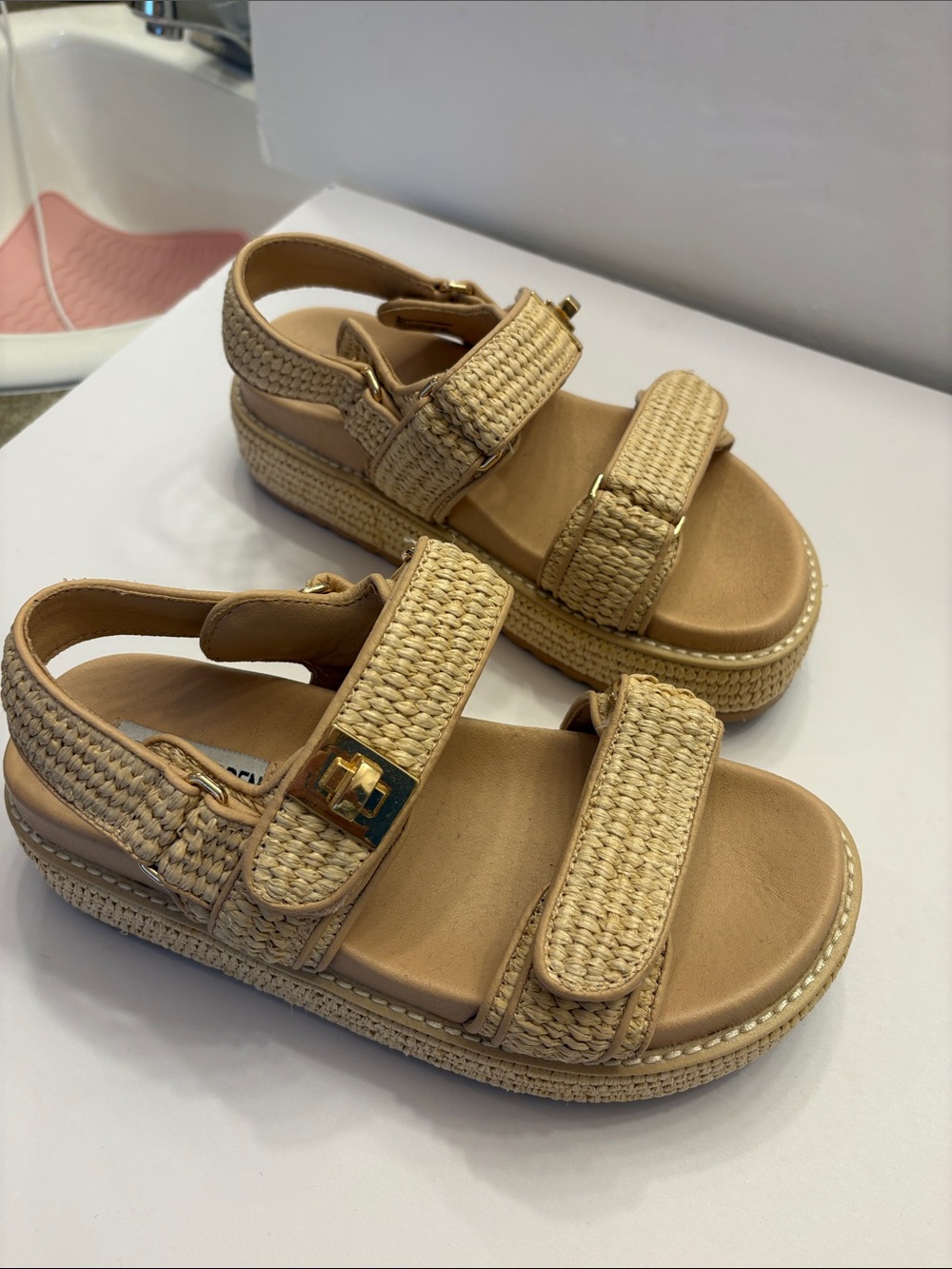 Steve Madden Neutral Woven Strap Sandals - Beige